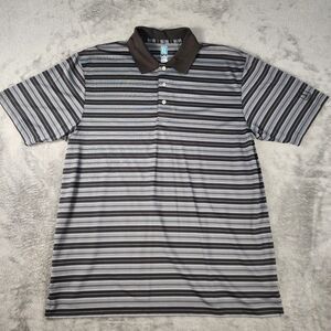 PGA Tour Men's Black White Striped Airflux Performance Golf Polo Size XL